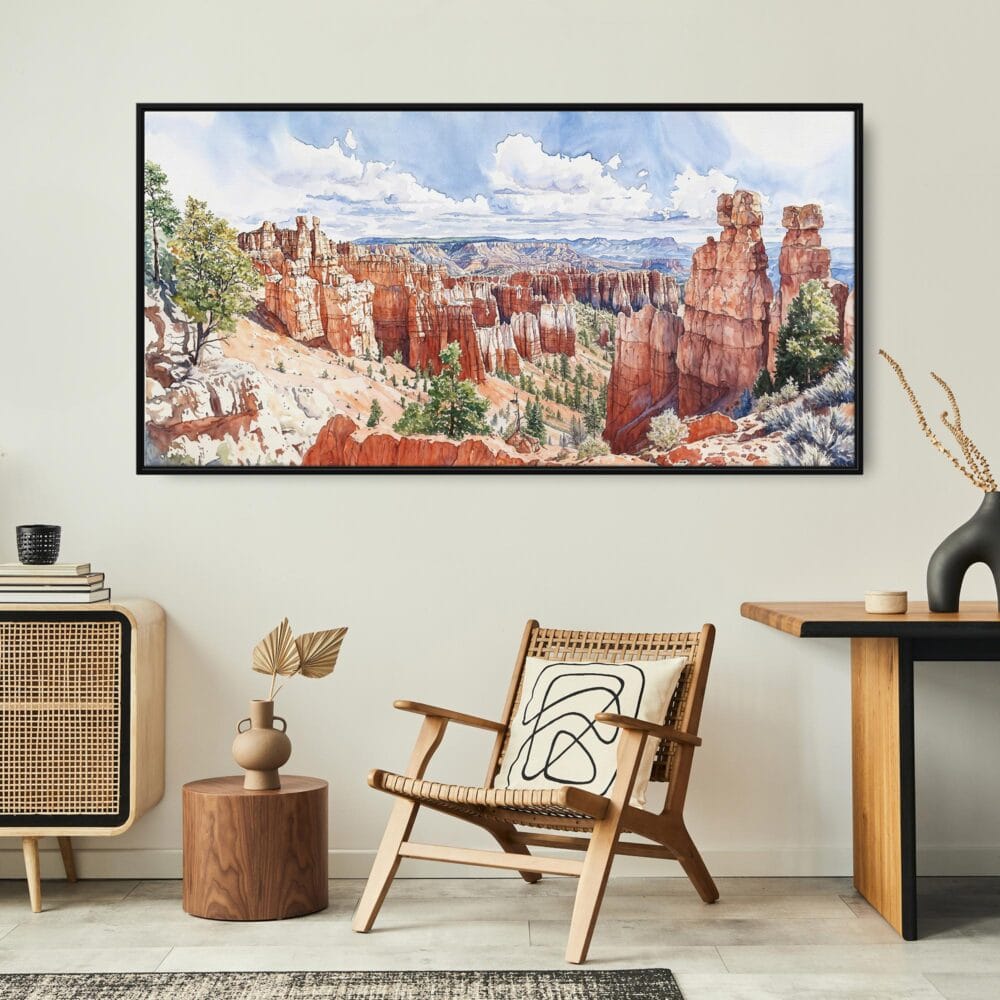 06 - Framed Bryce Canyon National Park Watercolor - Panorama Canvas Print - Boho Chair.jpg 06 - Framed Bryce Canyon National Park Watercolor - Panorama Canvas Print - Boho Chair.jpg