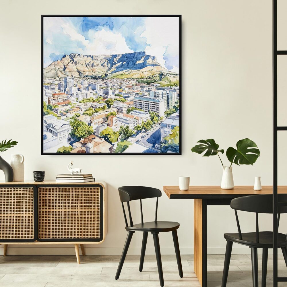 06 - Framed Cape Town Skyline Watercolor - Square Canvas Print - Boho Kitchen.jpg 06 - Framed Cape Town Skyline Watercolor - Square Canvas Print - Boho Kitchen.jpg