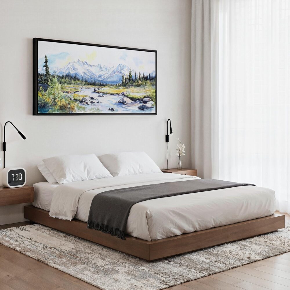 06 - Framed Denali National Park Watercolor - Panorama Canvas Print - Bedroom.jpg 06 - Framed Denali National Park Watercolor - Panorama Canvas Print - Bedroom.jpg