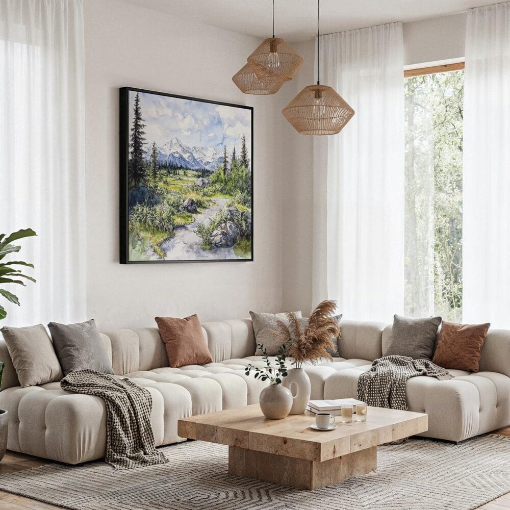 06 - Framed Denali National park Watercolor - Square Canvas Print - Boho Living Room.jpg 06 - Framed Denali National park Watercolor - Square Canvas Print - Boho Living Room.jpg