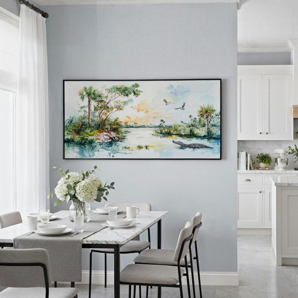 06 - Framed Everglades national park panorama watercolor Canvas Print - Coastal Kitchen.jpg 06 - Framed Everglades national park panorama watercolor Canvas Print - Coastal Kitchen.jpg