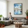 06 - Framed Florida Watercolor Canvas Print - Woman Knitting on grey couch - Vertical.jpg