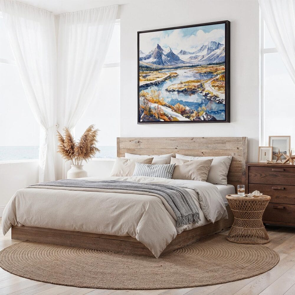 06 - Framed Gates of the Arctic National park Watercolor - Square Canvas Print - Bedroom.jpg 06 - Framed Gates of the Arctic National park Watercolor - Square Canvas Print - Bedroom.jpg