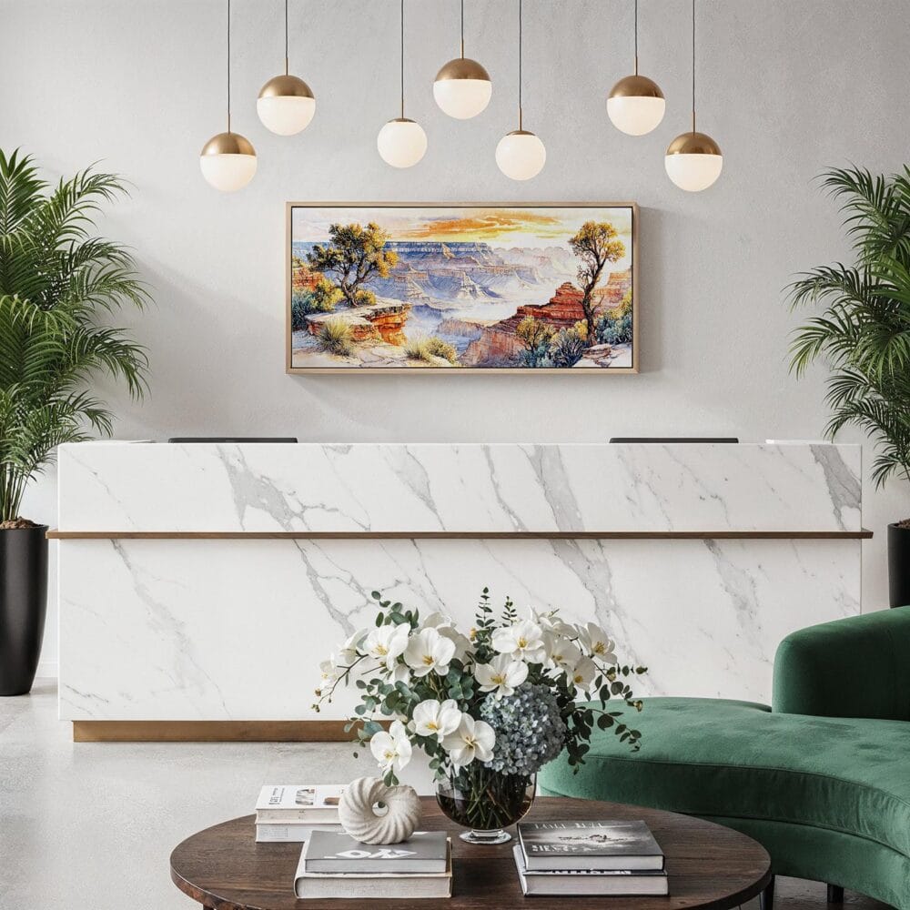 06 - Framed Grand Canyon National Park Watercolor - Panorama Canvas Print - Hotel Lobby.jpg 06 - Framed Grand Canyon National Park Watercolor - Panorama Canvas Print - Hotel Lobby.jpg