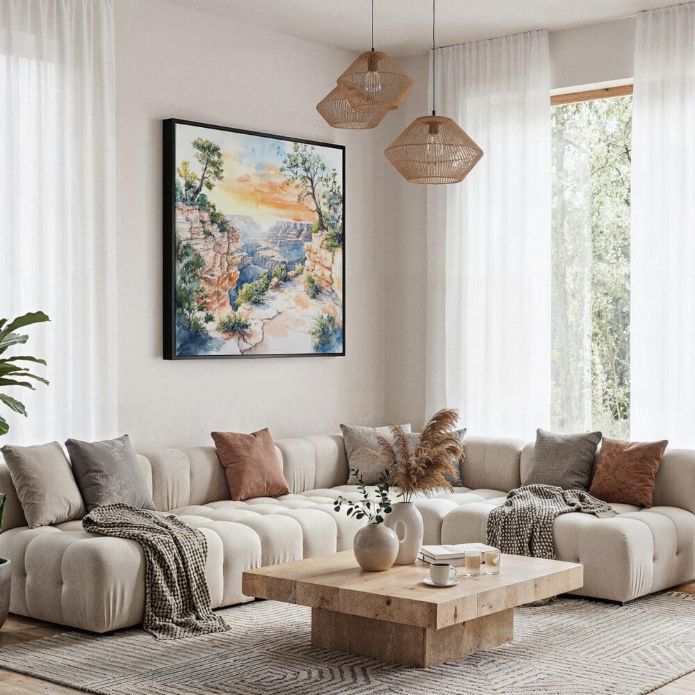 06 - Framed Grand Canyon National park Watercolor - Square Canvas Print - Boho Living Room.jpg 06 - Framed Grand Canyon National park Watercolor - Square Canvas Print - Boho Living Room.jpg