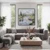 06 - Framed Grand Teton National Park Watercolor - Square Canvas Print - Contemporary Living Room.jpg