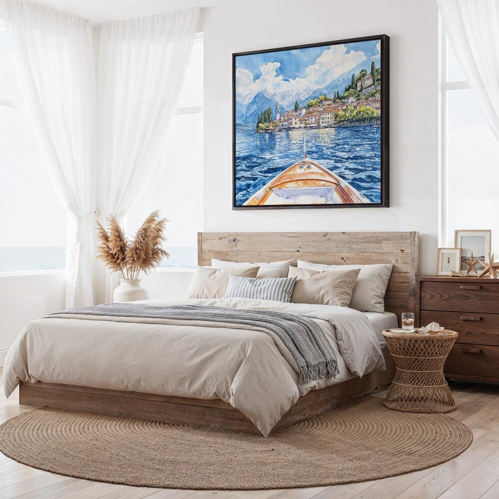06 - Framed Lake Como Italy Square Watercolor Canvas Print - Bedroom.jpg 06 - Framed Lake Como Italy Square Watercolor Canvas Print - Bedroom.jpg