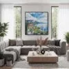06 - Framed Lake Garda Italy Square Watercolor Canvas Print - Contemporary Living Room.jpg