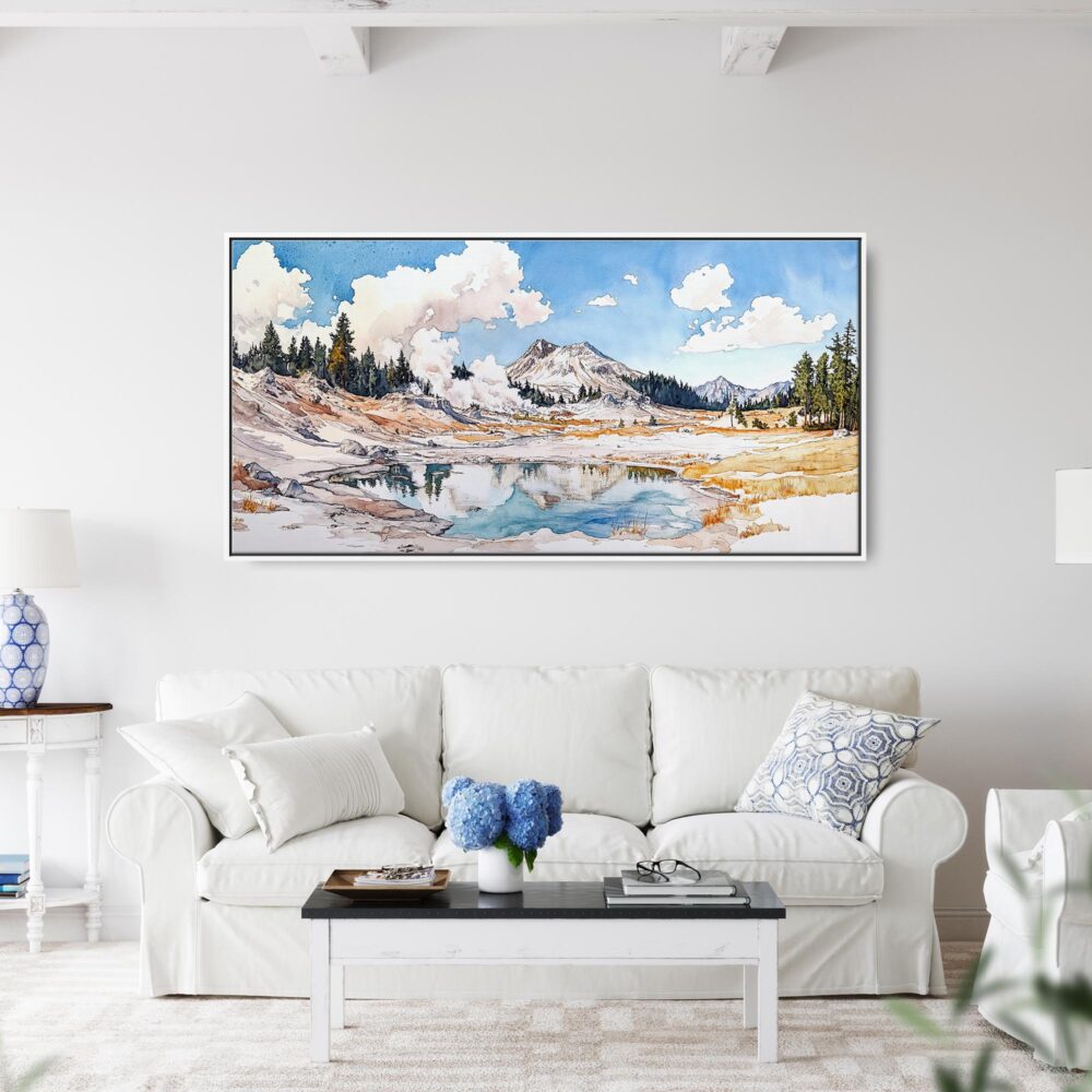 06 - Framed Lassen Volcanic National Park Panorama Watercolor Canvas Print - Coastal Living Room.jpg 06 - Framed Lassen Volcanic National Park Panorama Watercolor Canvas Print - Coastal Living Room.jpg