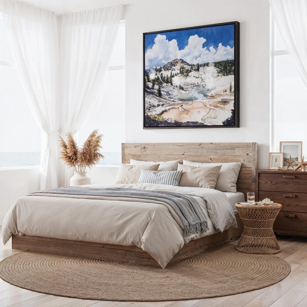 06 - Framed Lassen Volcanic National Park Watercolor - Square Canvas Print - Bedroom.jpg 06 - Framed Lassen Volcanic National Park Watercolor - Square Canvas Print - Bedroom.jpg