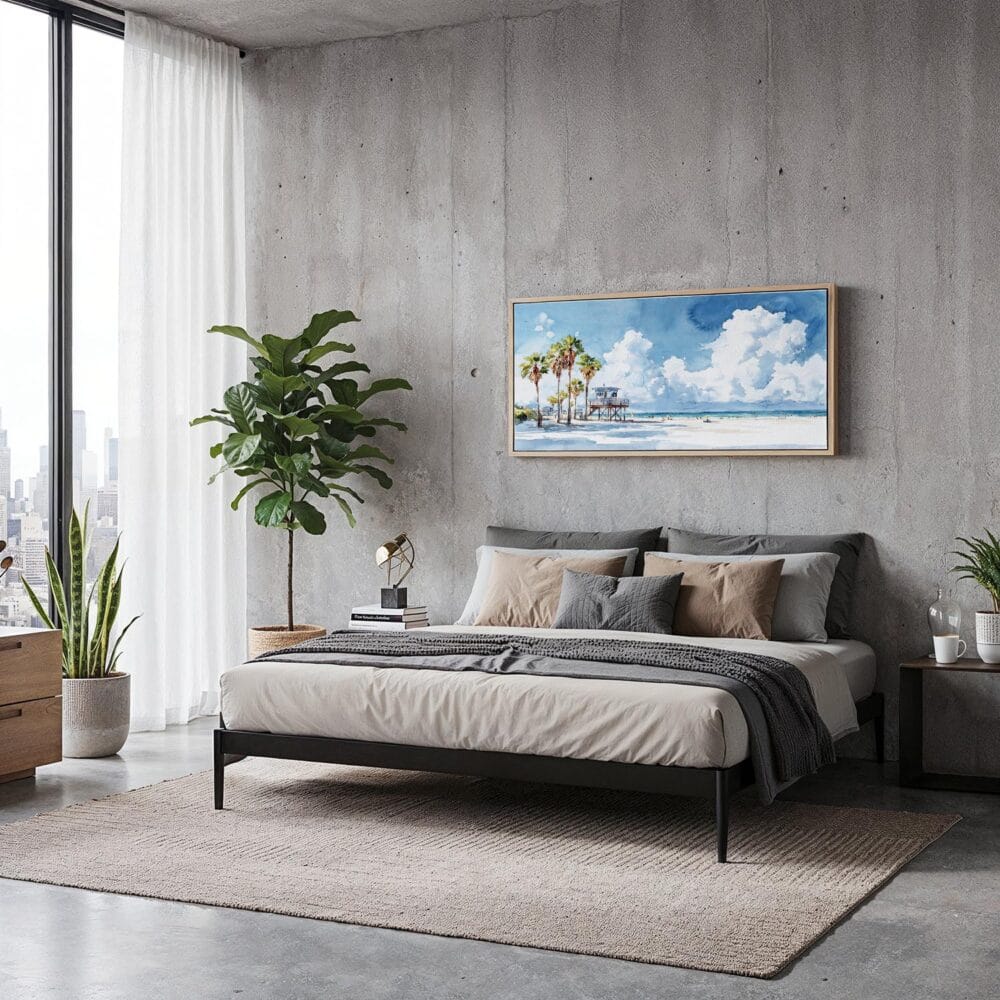 06 - Framed Los Angeles Beach Watercolor - Panorama Canvas Print - Modern Living Room.jpg 06 - Framed Los Angeles Beach Watercolor - Panorama Canvas Print - Modern Living Room.jpg