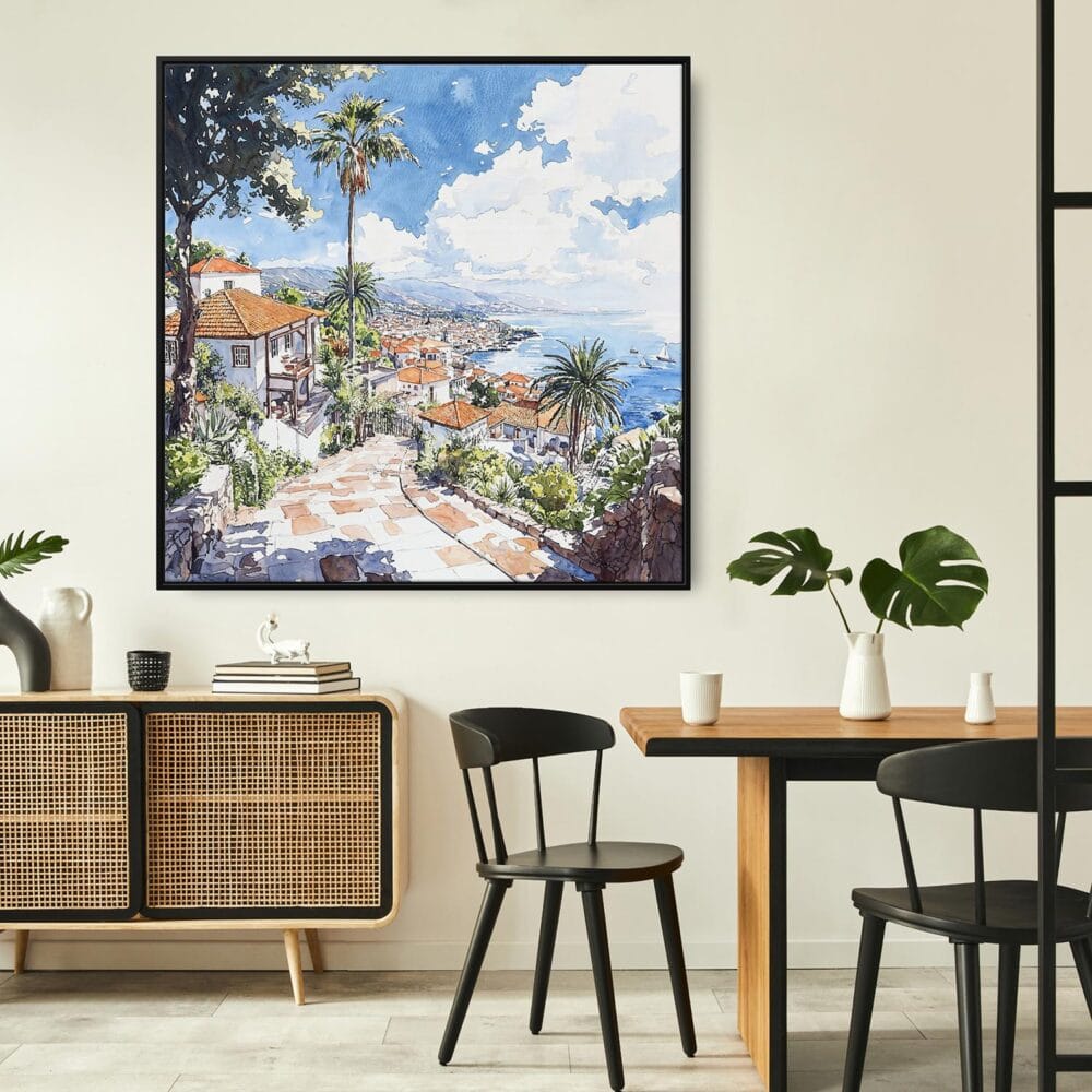 06 - Framed Madeira Portugal Watercolor - Square Canvas Print - Boho Kitchen.jpg 06 - Framed Madeira Portugal Watercolor - Square Canvas Print - Boho Kitchen.jpg