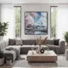 06 - Framed Mount Fuji Japan Square Watercolor Canvas Print - Contemporary Living Room.jpg