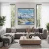06 - Framed Mount Rainier National Park Watercolor Style - Square Canvas Print - Contemporary Living Room.jpg