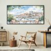 06 - Framed Porto Balcony Watercolor - Panorama Canvas Print - Boho Chair.jpg