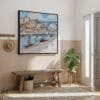 06 - Framed Porto Ribeira Watercolor - Square Canvas Print - Hallway.jpg