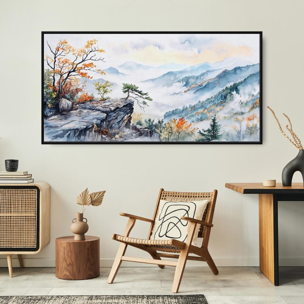 06 - Framed Shenandoah National park Panorama Watercolor Canvas Print - Boho Chair.jpg 06 - Framed Shenandoah National park Panorama Watercolor Canvas Print - Boho Chair.jpg