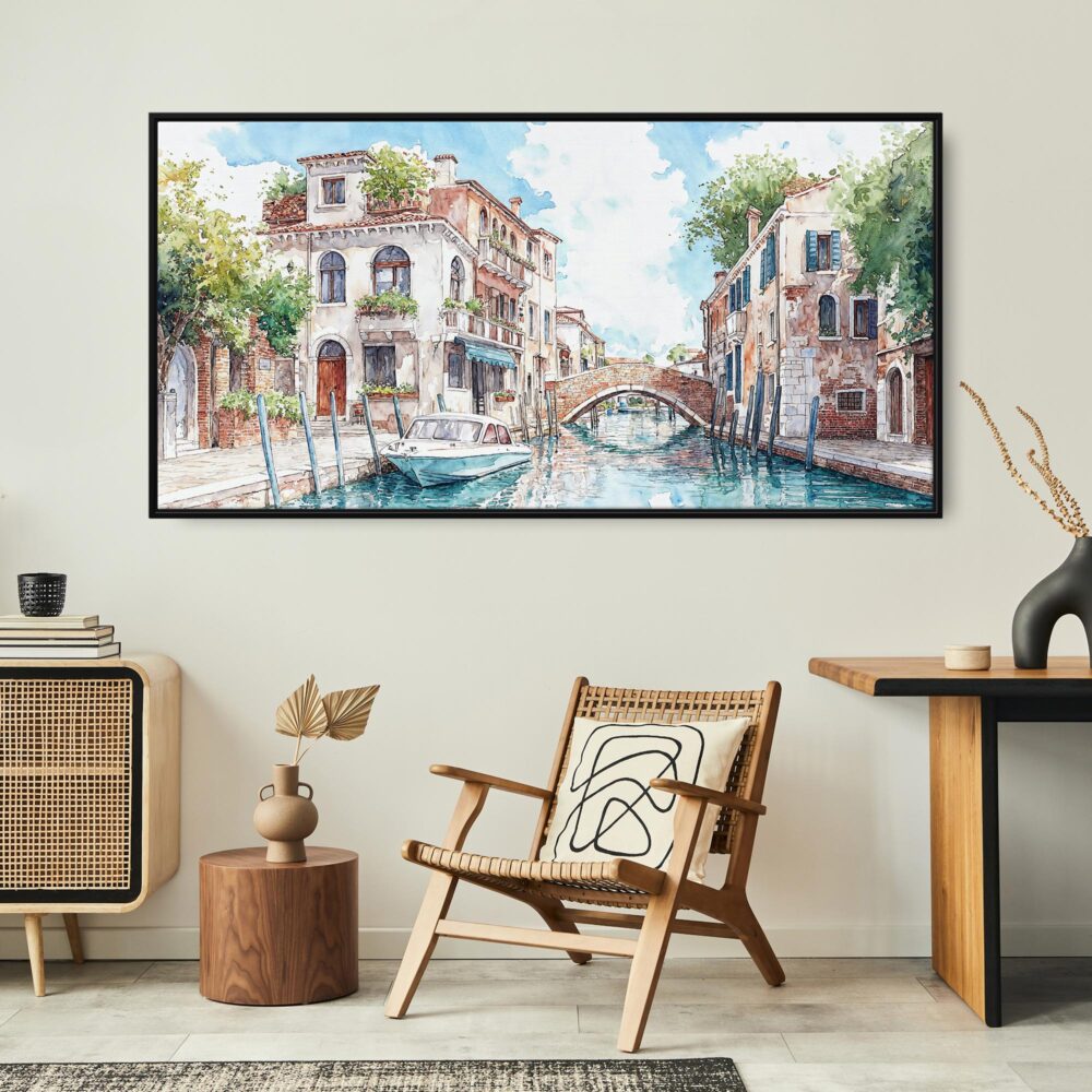 06 - Framed Venice Canal Watercolor - Panorama Canvas Print - Boho Chair.jpg 06 - Framed Venice Canal Watercolor - Panorama Canvas Print - Boho Chair.jpg