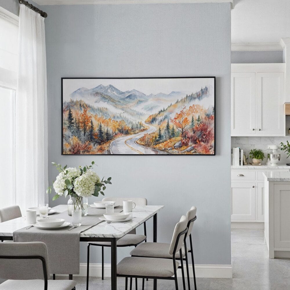 06 - Framed White Mountains New Hempshire Watercolor - Panorama Canvas Print - Coastal Kitchen.jpg 06 - Framed White Mountains New Hempshire Watercolor - Panorama Canvas Print - Coastal Kitchen.jpg