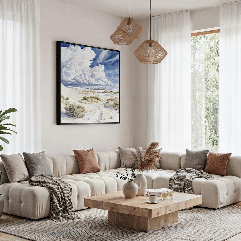 06 - Framed White Sands National Park Watercolor Style - Square Canvas Print - Boho Living Room.jpg 06 - Framed White Sands National Park Watercolor Style - Square Canvas Print - Boho Living Room.jpg