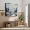 06 - Framed Yellowstone National Park Watercolor Style - Square Canvas Print - Hallway.jpg