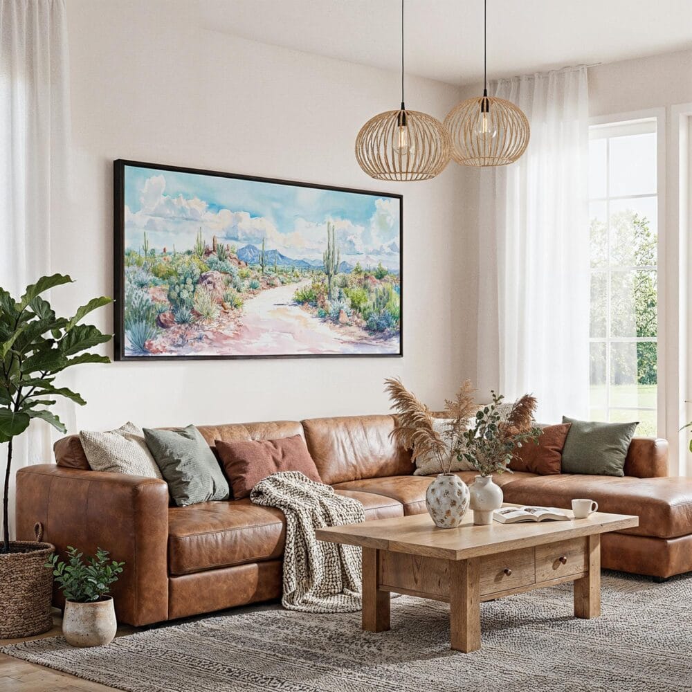 06 - Framed saguaro national park Panorama Watercolor Canvas Print - Living Room.jpg 06 - Framed saguaro national park Panorama Watercolor Canvas Print - Living Room.jpg