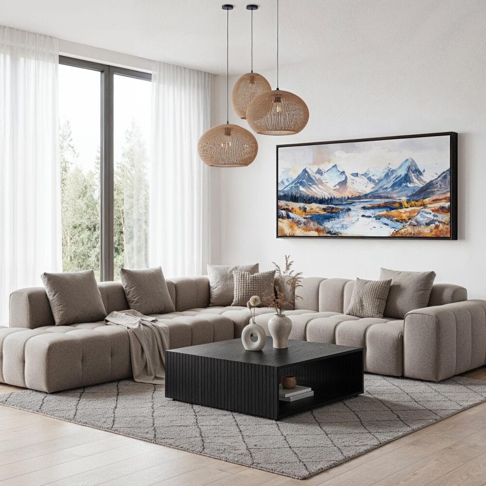 06 - Gates of the Arctic National Park Watercolor - Panorama Canvas Print with Black Floater Frame - Modern Living Room.jpg 06 - Gates of the Arctic National Park Watercolor - Panorama Canvas Print with Black Floater Frame - Modern Living Room.jpg
