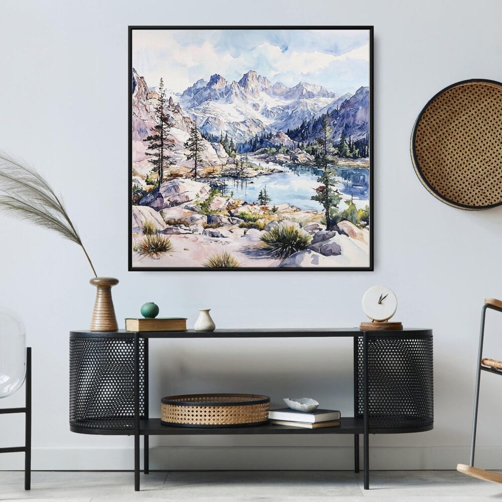 06 - Large Kings Canyon National Park Watercolor - Square Canvas Print in Midcentury Corner.jpg 06 - Large Kings Canyon National Park Watercolor - Square Canvas Print in Midcentury Corner.jpg