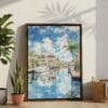 07 - Florida Watercolor Canvas Print with Brown Floater Frame - Standing on Floor - Vertical.jpg