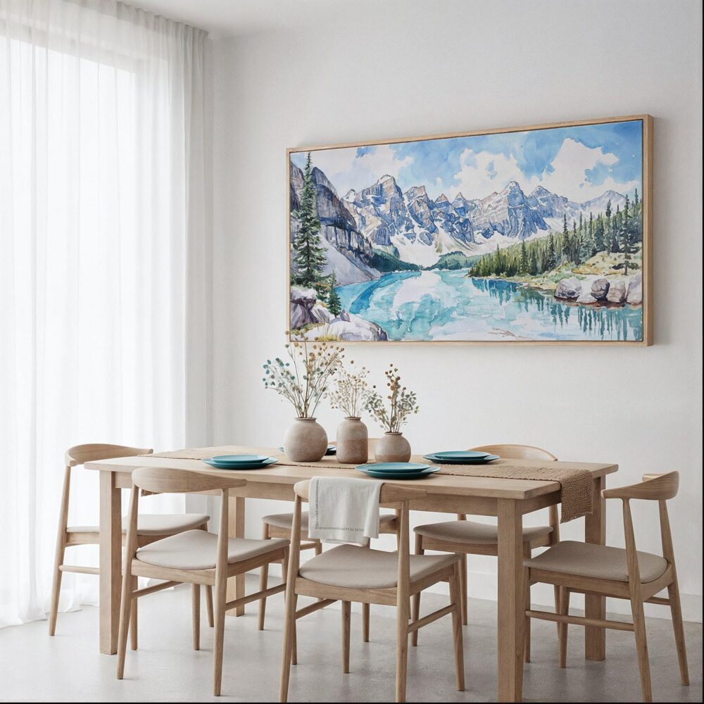 07 - Framed Banff National Park Watercolor - Panorama Canvas Print - Dining Table.jpg 07 - Framed Banff National Park Watercolor - Panorama Canvas Print - Dining Table.jpg
