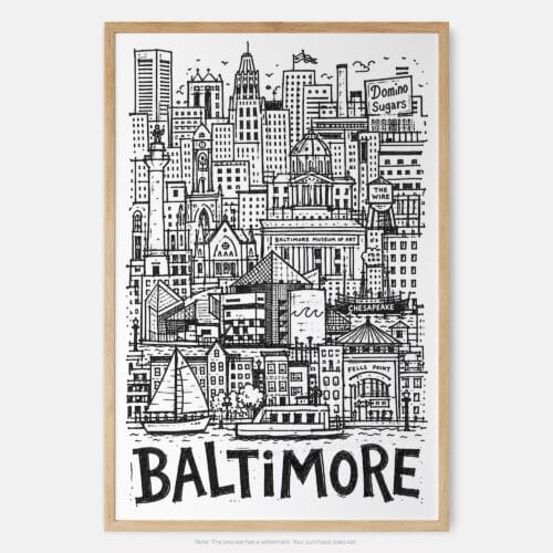 01 - Baltimore City Art - Pencil Style Art Print - Main - Vertical.jpg