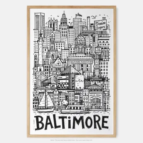 01 - Baltimore City Art - Pencil Style Art Print - Main - Vertical.jpg