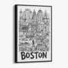 01 - Black Framed Boston City Art - Pencil Style Canvas Print - Vertical - Main - Side view.jpg