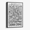 01 - Black Framed Colorado Springs City Art - Pencil Style Canvas Print - Vertical - Main - Side view.jpg