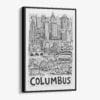 01 - Black Framed Columbus City Art - Pencil Style Canvas Print - Vertical - Main - Side view.jpg
