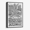 01 - Black Framed Jacksonville City Art - Pencil Style Canvas Print - Vertical - Main - Side view.jpg