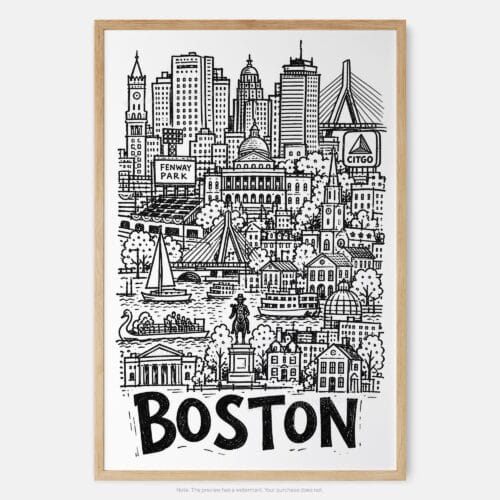 01 - Boston City Art - Pencil Style Art Print - Main - Vertical.jpg