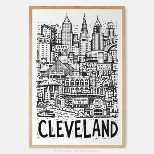01 - Cleveland City Art - Pencil Style Art Print - Main - Vertical.jpg