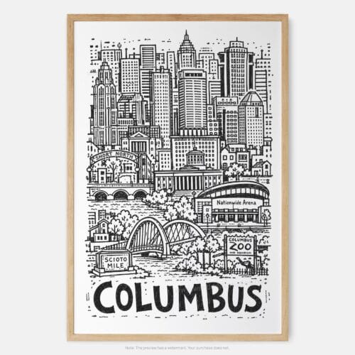 01 - Columbus City Art - Pencil Style Art Print - Main - Vertical.jpg