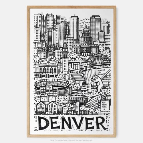 01 - Denver City Art - Pencil Style Art Print - Main - Vertical.jpg