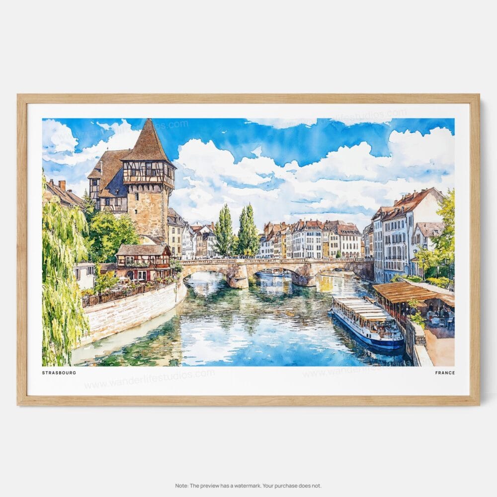 01 - Framed Strasbourg Watercolor - Horizontal Art Print - Main.jpg 01 - Framed Strasbourg Watercolor - Horizontal Art Print - Main.jpg