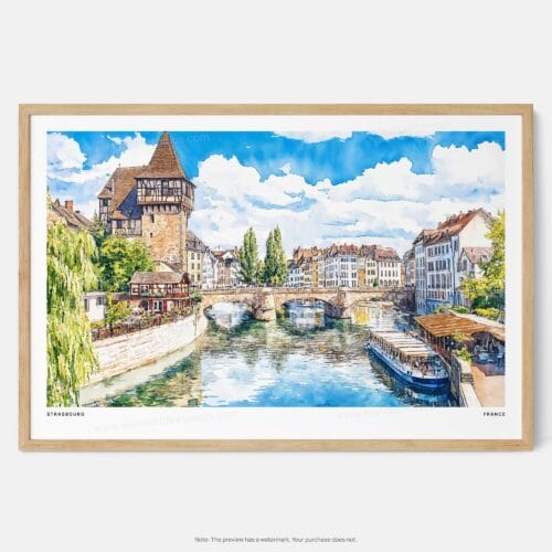 Home 3 01 - Framed Strasbourg Watercolor - Horizontal Art Print - Main.jpg