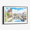 01 - Framed Strasbourg Watercolor - Horizontal Canvas Print - Main.jpg