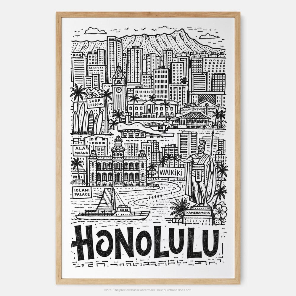 01 - Honolulu City Art - Pencil Style Art Print - Main - Vertical.jpg 01 - Honolulu City Art - Pencil Style Art Print - Main - Vertical.jpg