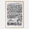 01 - Honolulu City Art - Pencil Style Art Print - Main - Vertical.jpg