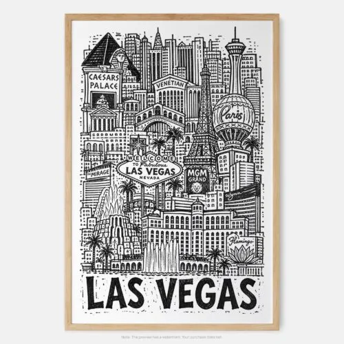 01 - Las Vegas City Art - Pencil Style Art Print - Main - Vertical.jpg