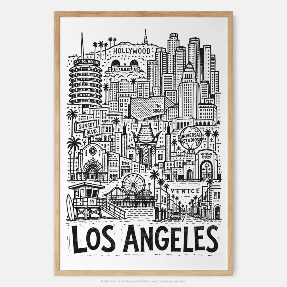01 - Los Angeles City Art - Pencil Style Art Print - Main - Vertical.jpg 01 - Los Angeles City Art - Pencil Style Art Print - Main - Vertical.jpg