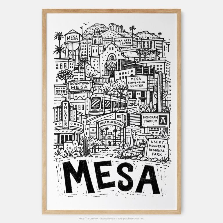 01 - Mesa City Art - Pencil Style Art Print - Main - Vertical.jpg