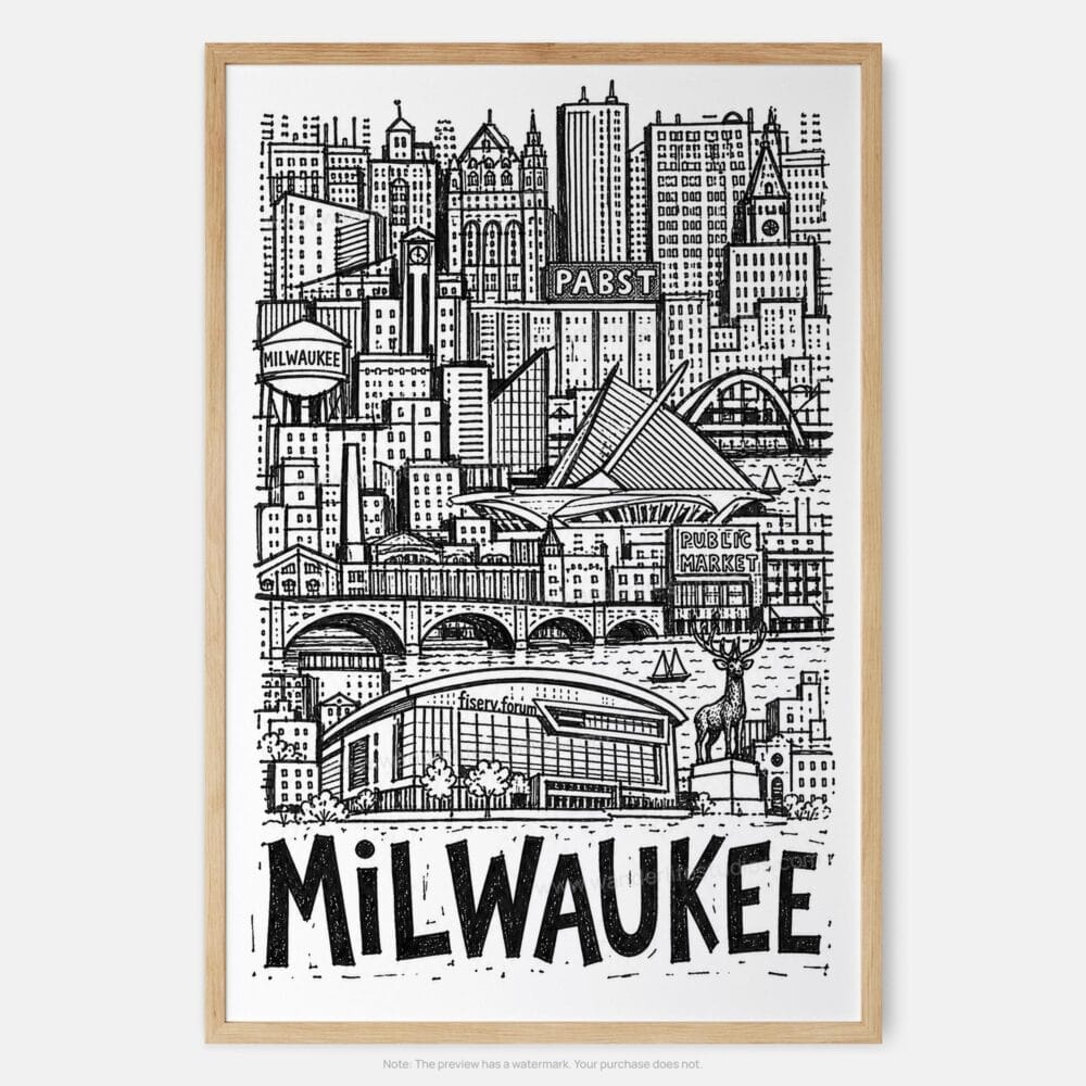 01 - Milwaukee City Art - Pencil Style Art Print - Main - Vertical.jpg