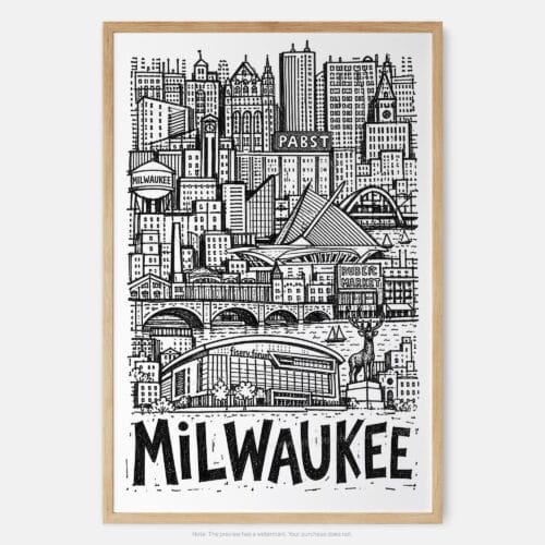 01 - Milwaukee City Art - Pencil Style Art Print - Main - Vertical.jpg